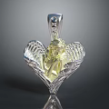 Heart Shaped Jewelry Pendant With Angel Design Silver Base And Gold Accents