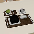 Modern western tableware knife and fork coffee cup 3d model