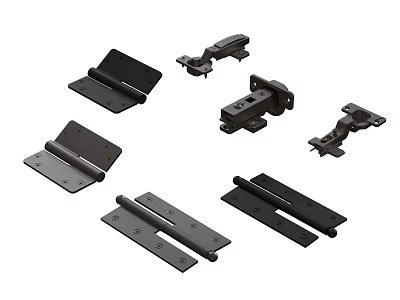 Black Metal Hinges And Hardware Accessories For Furniture And Doors 3d model