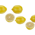Whole And Halved Yellow Lemons Fresh Citrus Fruits Isolated On White