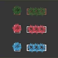 Colorful Blue Pink Green Plants in White Black Square Rectangular Containers