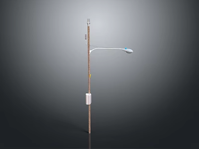 Outdoor Street Light Pole With Curved Lamp Arm And Electrical Box 3d model