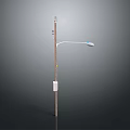 Outdoor Street Light Pole With Curved Lamp Arm And Electrical Box