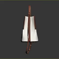White Bucket Bag with Circular Logo ENGLAND Lettering and Brown Leather Straps