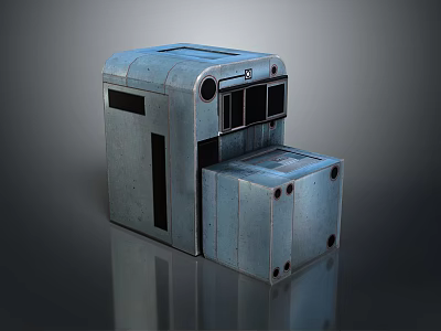 Industrial Gray Metal Equipment Featuring Multiple Sections And Holes Structure 3d model