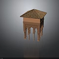 Traditional Architectural Structure With Terracotta Tiled Roof And Intricately Carved Columns