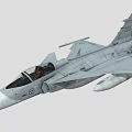 Gray Fighter Jet With Pilot In Cockpit Tail Number 708 Military Insignia And Underwing Payloads