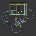 Industrial Equipment With Yellow Base Coils Wires Transparent Container And Metal Components