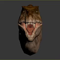 Realistic Dinosaur Head Model With Open Mouth Sharp Teeth And Detailed Texture 3d model