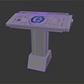 Futuristic Sci Fi Console With Blue Circular Display And Control Buttons