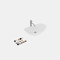Oval Countertop Washbasins in Black White Gold and Marble with Golden Faucets