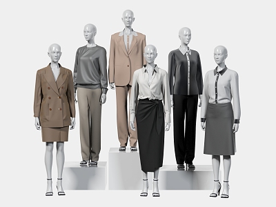 Model Fashion Clothes Display Shopping Mall Clothing Window Display Famous Brand Fashion Work Commuter Clothes Women's Commuter Skirt suit 3d model