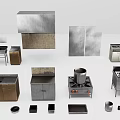 Practical Kitchen Living Supplies With Sink Cabinets Stove Pot And Various Accessories