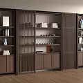 New Chinese Zen Bookcase New Chinese Bookcase Background Wall Decorative Bookcase High Cabinet Wood Open Bookcase 3d model