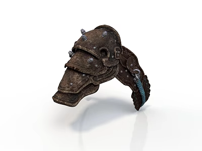 Medieval Weapon Helmet With Metal Rivets Leather Straps And Vintage Protective Design 3d model