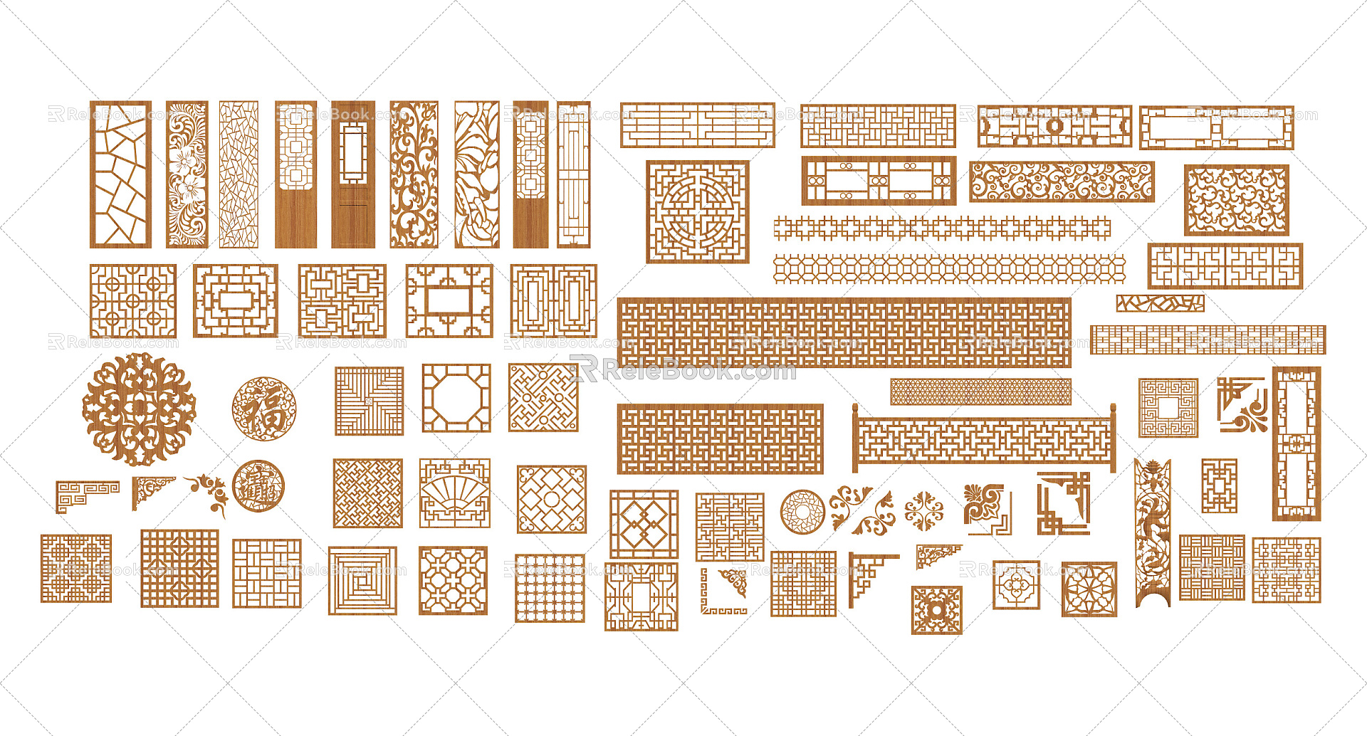 Chinese-style carved window grilles 3d model