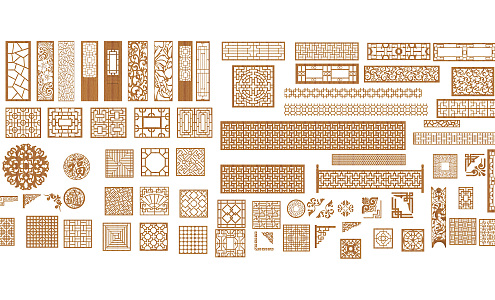 Chinese-style carved window grilles 3d model