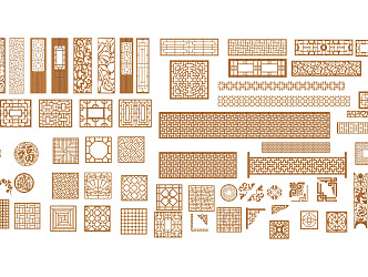 Chinese-style carved window grilles 3d model