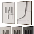 Abstract 3D Wall Art With White Gray Tones And Wooden Frames Modern Decor