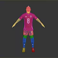 Man With Mohawk Hairstyle In Red Soccer Jersey Number 8 Blue Shorts And Tattoos