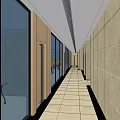 Modern Elevator Hallway With Tiled Floor Glass Doors And Smooth Walls