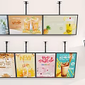 Colorful Milk Tea Shop Advertising Boards Featuring Various Drinks New Flavors and Afternoon Tea Promotion