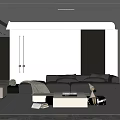 Modern Living Room Interior Design With Black Sofa White Coffee Table Green Plant And Bookshelf