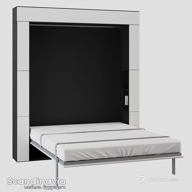 Modern Double Sofa With White Cushions And Black Frame For Living Room 3d model 
