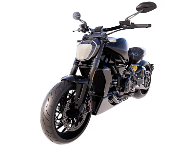 Sleek Black Cruiser Motorcycle With Round Headlight Alloy Wheels And Leather Seat 3d model