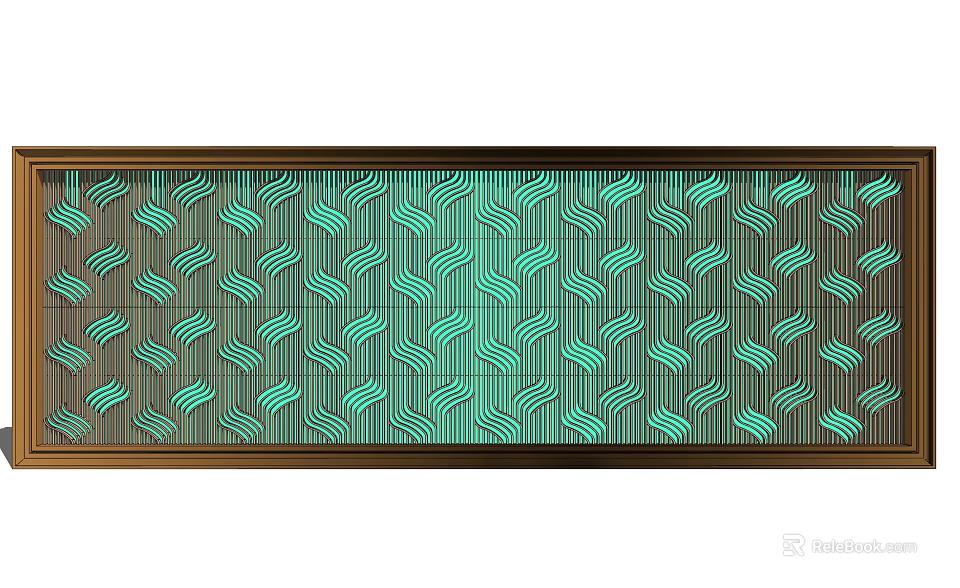 Modern Green Feature Wall With Geometric Pattern And Metallic Frame Design 3d model