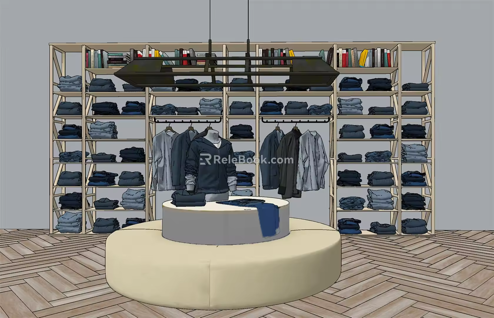 Men's Clothes Book Display Rack Display Cabinet 3d model
