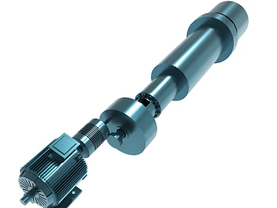 Industrial Mechanical Screw Drive Assembly With Electric Motor And Components 3d model