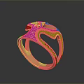 Elegant Gold Ring Featuring Intricate Openwork Design And Shiny Gold Finish 3d model