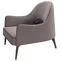 Elegant Gray Single Sofa With Quilted Design Stitched Armrest Black Pillow And Wooden Legs