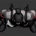 Game Movie Character Wearing White Red Jacket Mask Backpack Black Pants Blue Shoes