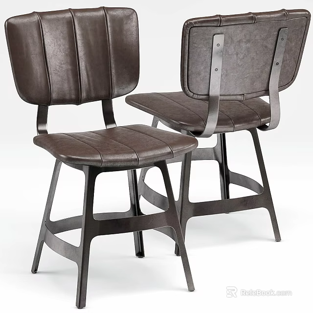 Brown Leather Leisure Chairs With Modern Design And Sturdy Metal Frame Structure 3d model 
