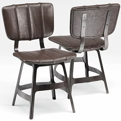 Brown Leather Leisure Chairs With Modern Design And Sturdy Metal Frame Structure 3d model