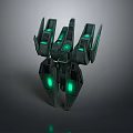 Futuristic Sci Fi Mechanical Structure With Green Glowing Lights And Dark Metallic Body 3d model
