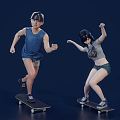 Modern Double Skateboard Single Board Skateboard Sports Fashion Skateboard Four Wheel Skateboard Skateboarding Girl Boy 3d model