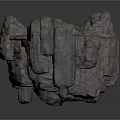 Natural Rock Landscape with Rugged Formation and Detailed Stone Texture Elements 3d model