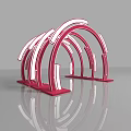 Modern Event Entrance Gate With Red And White Curved Arched Design Elements 3d model