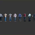 Various Colored Clothing Styles On 3D Characters Arranged In A Circle