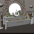 Elegant Dessert Table With Sweet Treats Pink Floral Arch VEER Sign And Silver Balloons