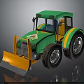 Green Toy Tractor With Orange Front Loader And Large Wheels Design 3d model