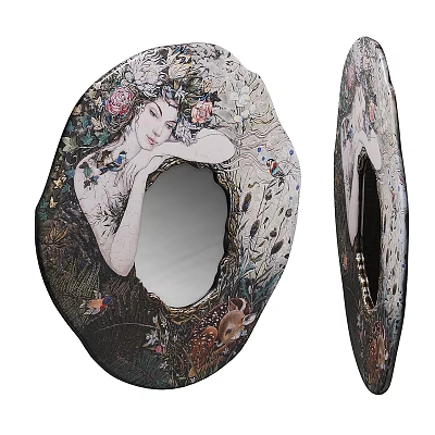 Artistic Ceramic Vessel Featuring Woman Figure Flowers Peacock And Animals Design 3d model