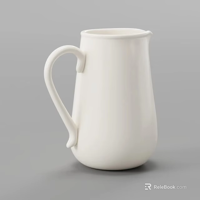 White Ceramic Tea Pot With Curved Handle And Smooth Surface For Home Tea Sets 3d model