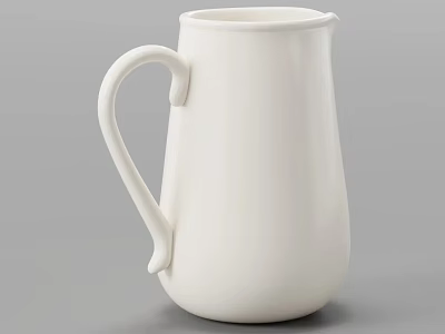 White Ceramic Tea Pot With Curved Handle And Smooth Surface For Home Tea Sets 3d model
