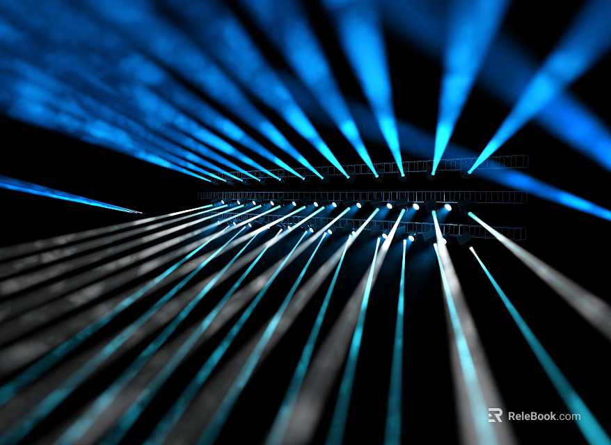 Blue Laser Beams Creating Dynamic Stage Lighting Effects For Concert Show 3d model