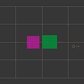 Two White Square Grids Composed of Small Cubes on Gray Background