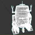 Orange and White Mechanical Robot With Dome Antenna Mechanical Arms and Wheels